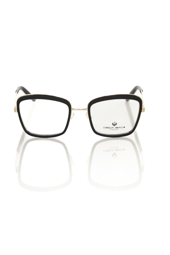 Frankie Morello Chic Black & Gold Patterned Square Eyeglasses - Ellie Belle