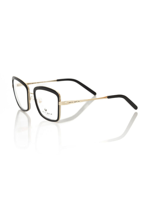 Frankie Morello Chic Black & Gold Patterned Square Eyeglasses - Ellie Belle