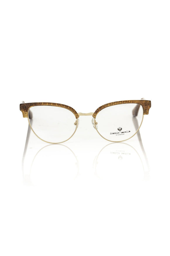 Frankie Morello Elegant Clubmaster Brown Glitter Eyeglasses - Ellie Belle