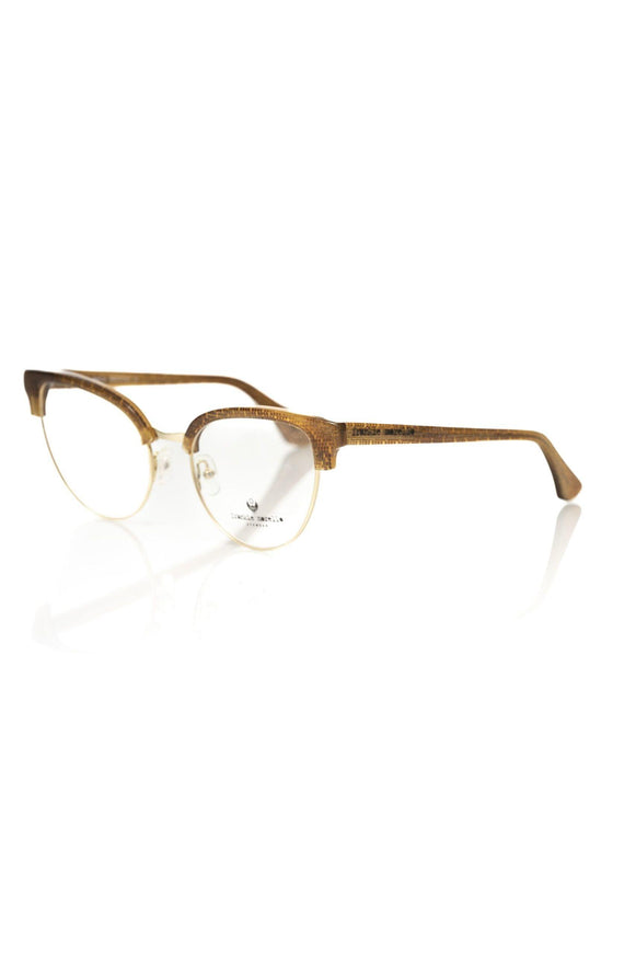 Frankie Morello Elegant Clubmaster Brown Glitter Eyeglasses - Ellie Belle