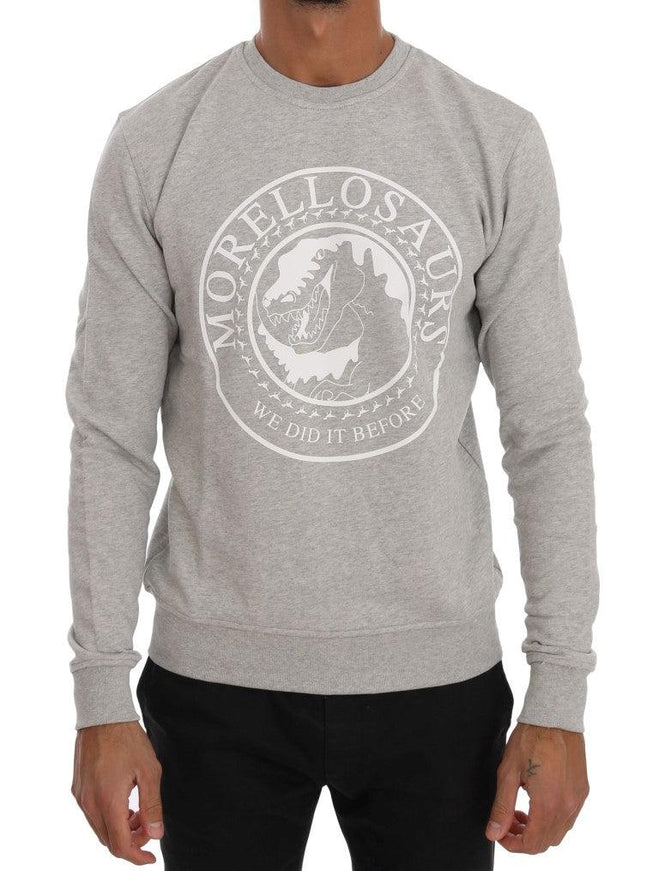 Frankie Morello Gray Cotton Crewneck Pullover Sweater - Ellie Belle