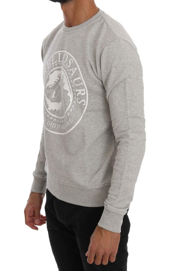 Frankie Morello Gray Cotton Crewneck Pullover Sweater - Ellie Belle