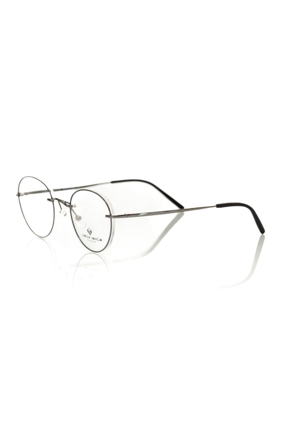 Frankie Morello Gun Barrel Gray Round Metal Eyeglasses - Ellie Belle