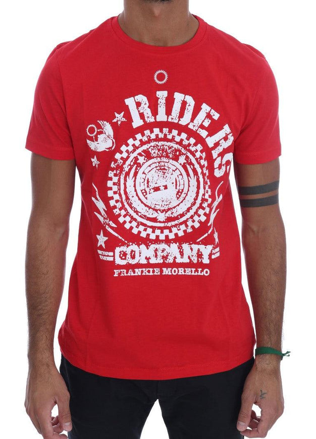 Frankie Morello Red Cotton RIDERS Crewneck T-Shirt - Ellie Belle