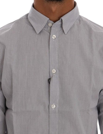 Frankie Morello White Blue Check Casual Cotton Regular Fit Shirt - Ellie Belle