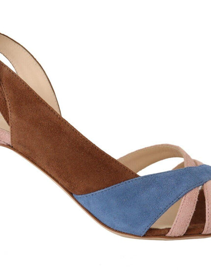 GIA COUTURE Multicolor Suede Leather Slingback Heels Sandals Shoes - Ellie Belle