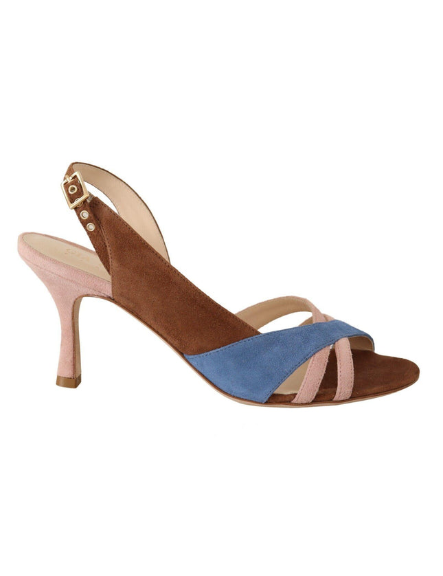 GIA COUTURE Multicolor Suede Leather Slingback Heels Sandals Shoes - Ellie Belle