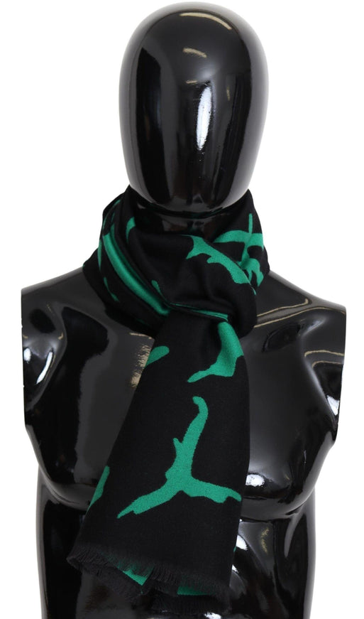 Givenchy Black Green Wool Unisex Winter Warm Scarf Wrap Shawl - Ellie Belle