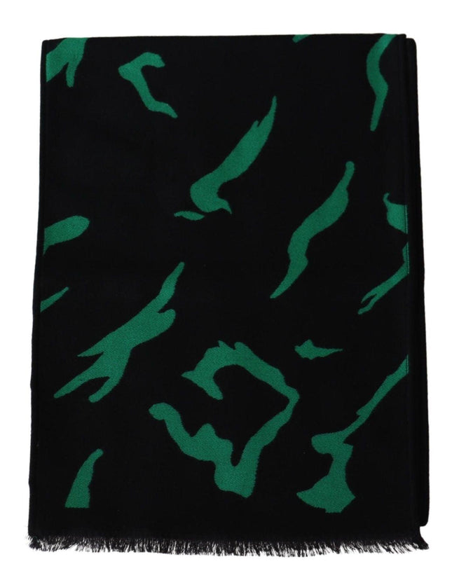 Givenchy Black Green Wool Unisex Winter Warm Scarf Wrap Shawl - Ellie Belle