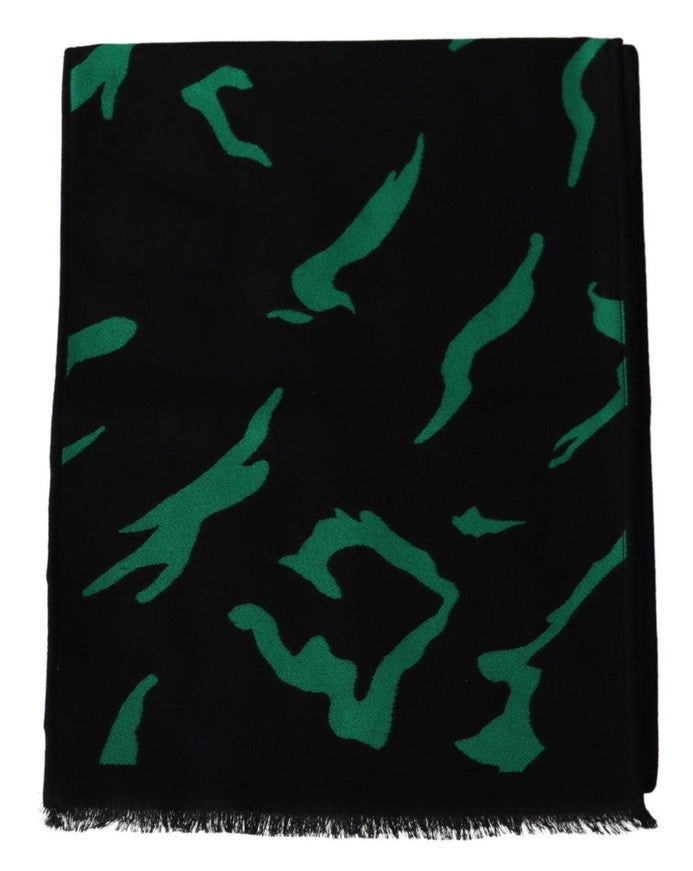 Givenchy Black Green Wool Unisex Winter Warm Scarf Wrap Shawl - Ellie Belle