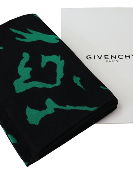 Givenchy Black Green Wool Unisex Winter Warm Scarf Wrap Shawl - Ellie Belle