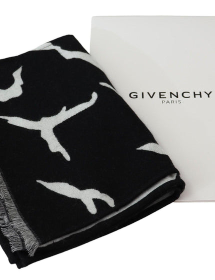 Givenchy Black White Wool Unisex Winter Warm Scarf Wrap Shawl - Ellie Belle