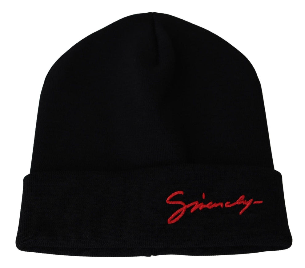 Givenchy Black Wool Unisex Winter Warm Beanie Hat - Ellie Belle