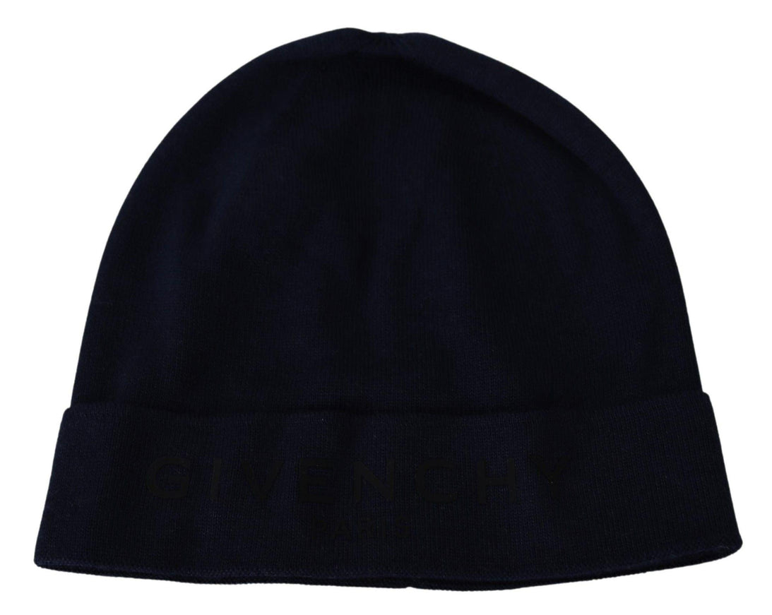 Givenchy Blue Cotton Cashmere Beanie Winter Hat - Ellie Belle