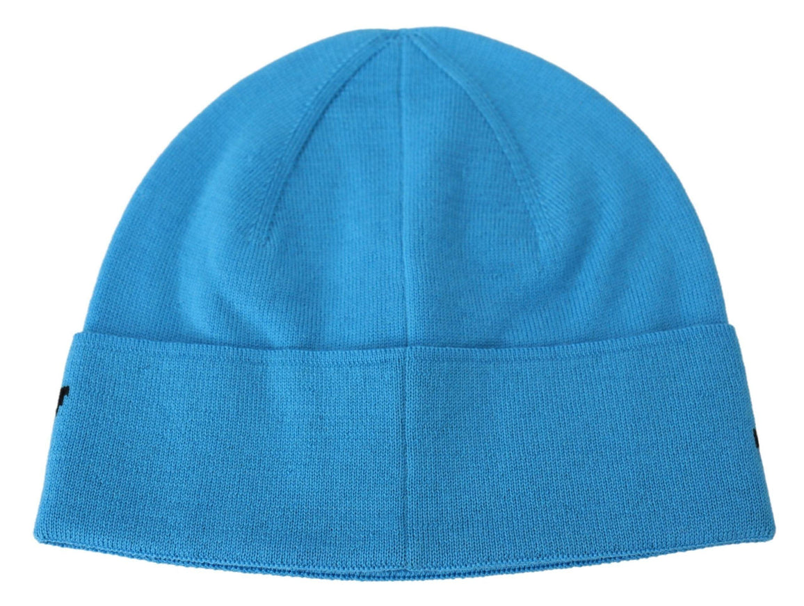 Givenchy Blue Wool Hat Logo Winter Warm Beanie Unisex Hat - Ellie Belle