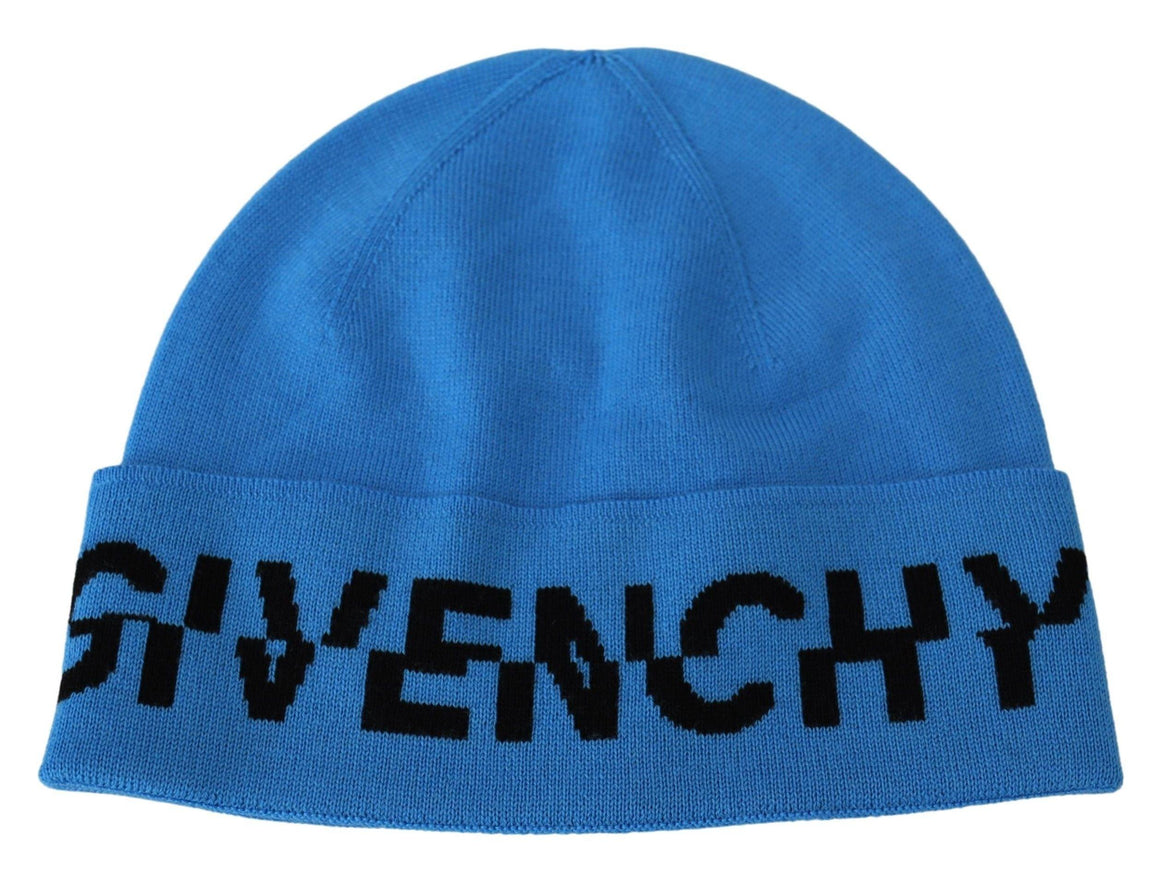 Givenchy Blue Wool Unisex Winter Warm Beanie Hat - Ellie Belle