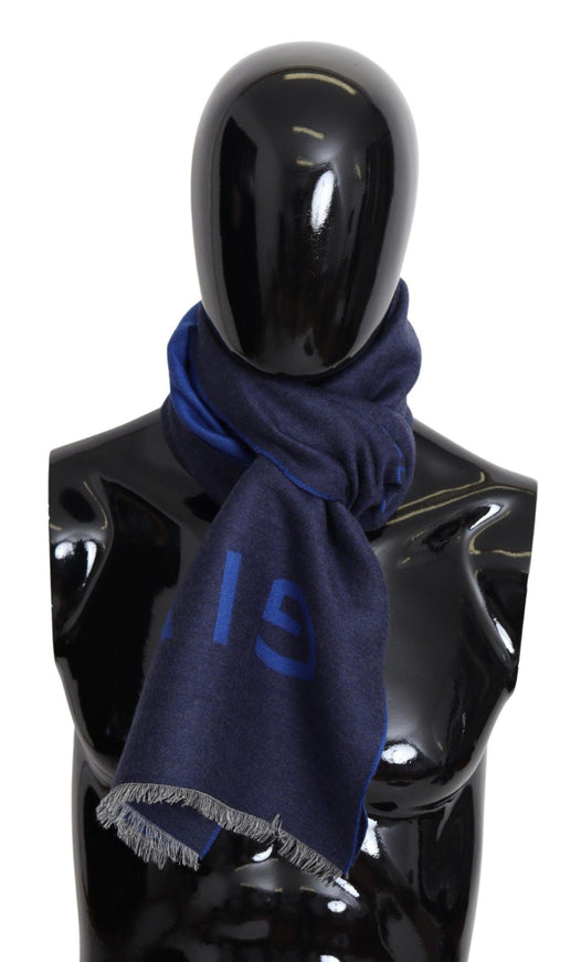 Givenchy Blue Wool Unisex Winter Warm Scarf Wrap Shawl - Ellie Belle