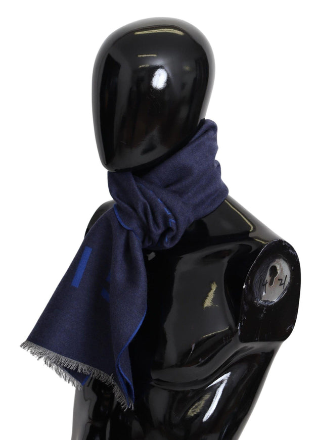 Givenchy Blue Wool Unisex Winter Warm Scarf Wrap Shawl - Ellie Belle