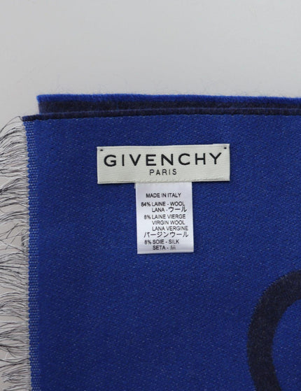 Givenchy Blue Wool Unisex Winter Warm Scarf Wrap Shawl - Ellie Belle