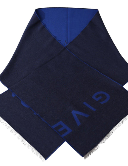 Givenchy Blue Wool Unisex Winter Warm Scarf Wrap Shawl - Ellie Belle