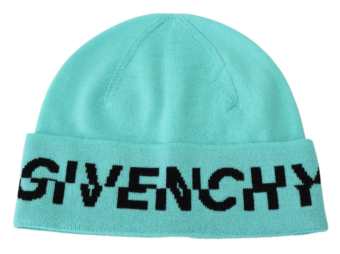 Givenchy Green Wool Beanie Unisex Logo Hat - Ellie Belle