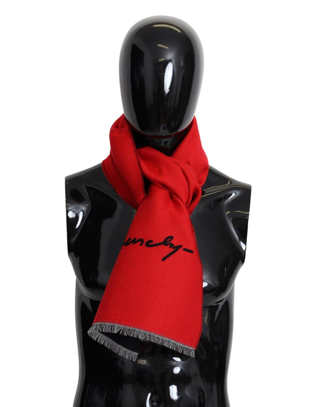 Givenchy Red Black Wool Unisex Winter Warm Scarf Wrap Shawl - Ellie Belle