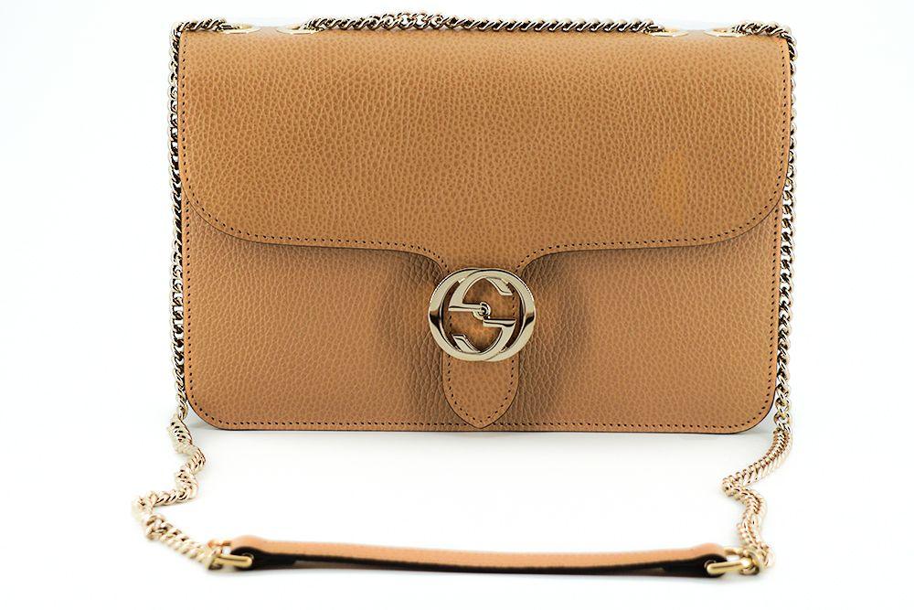 Gucci Beige Calf Leather Dollar Shoulder Bag - Ellie Belle