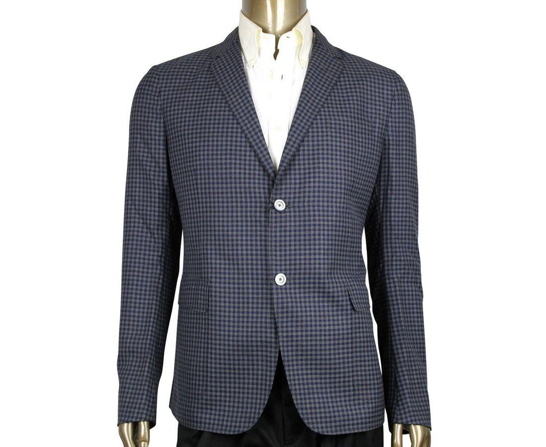 Gucci Men's Formal Midnight Blue / Grey Wool Jacket 2 Buttons - Ellie Belle