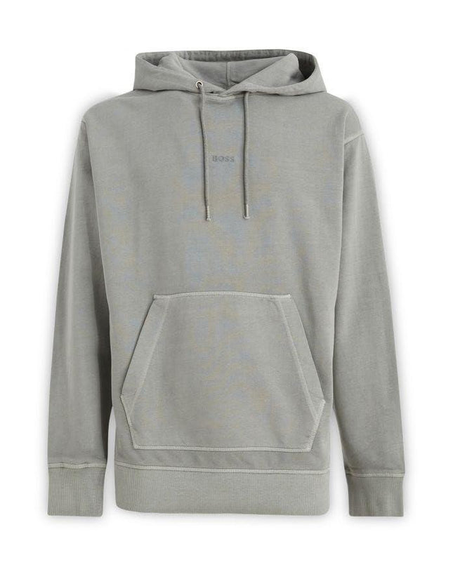 Hugo Boss Grey Cotton Logo Details Hooded Sweatshirt - Ellie Belle