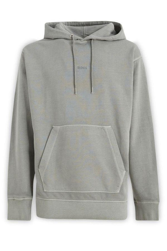 Hugo Boss Grey Cotton Logo Details Hooded Sweatshirt - Ellie Belle