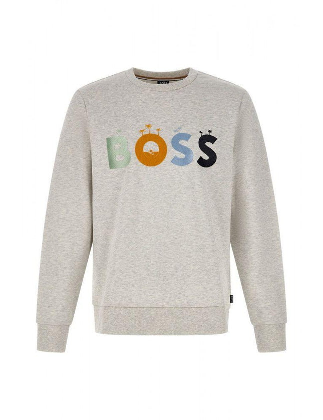 Hugo Boss Grey Cotton Logo Details Sweatshirt - Ellie Belle