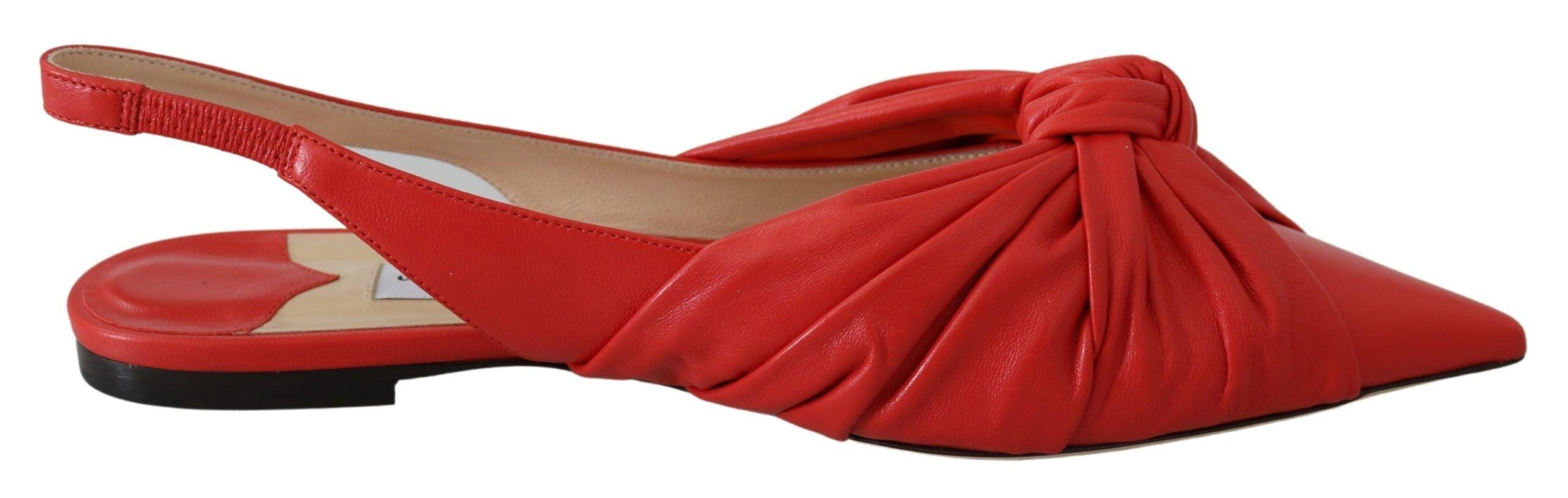 Jimmy Choo Annabell Flat Nap Chilli Leather Flat Shoes - Ellie Belle