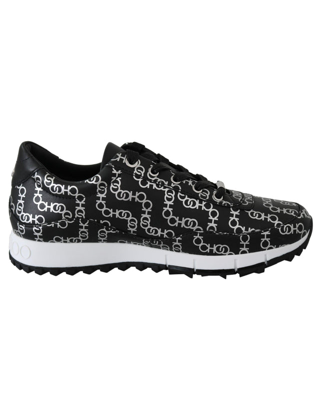 Jimmy Choo Black and Silver Leather Monza Sneakers - Ellie Belle
