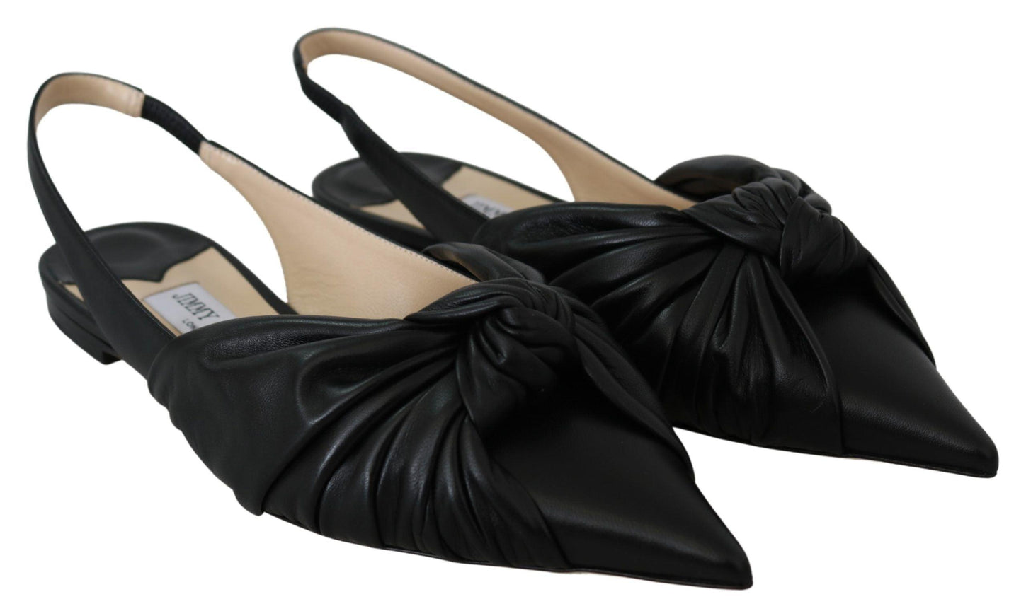 Jimmy Choo Black Leather Annabell Flat Shoes - Ellie Belle