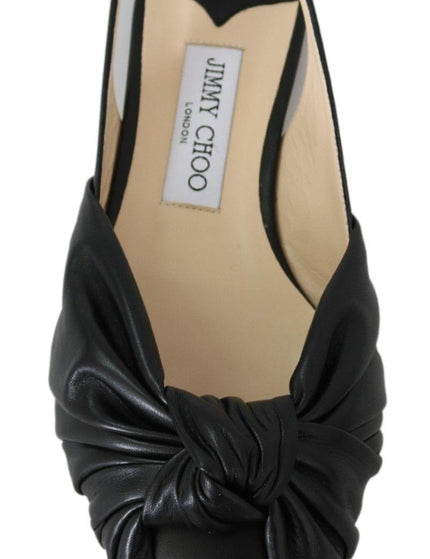 Jimmy Choo Black Leather Annabell Flat Shoes - Ellie Belle