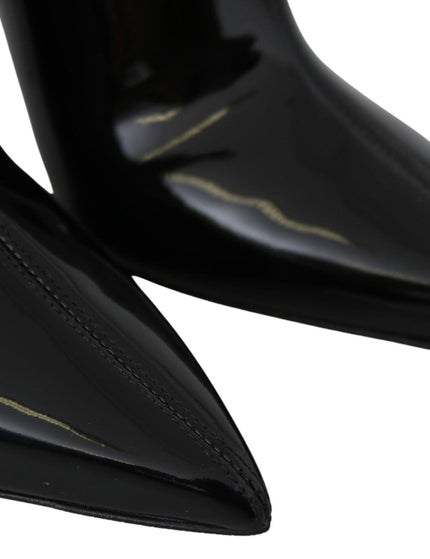 Jimmy Choo Black Leather Blaize 100 Pat Boots Shoes - Ellie Belle