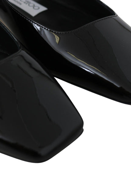 Jimmy Choo Black Patent Leather Mahdis Flat Shoes - Ellie Belle