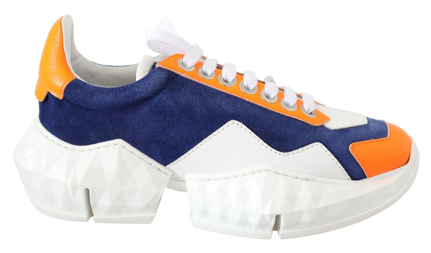 Jimmy Choo Diamond Blue Orange Leather Sneaker - Ellie Belle