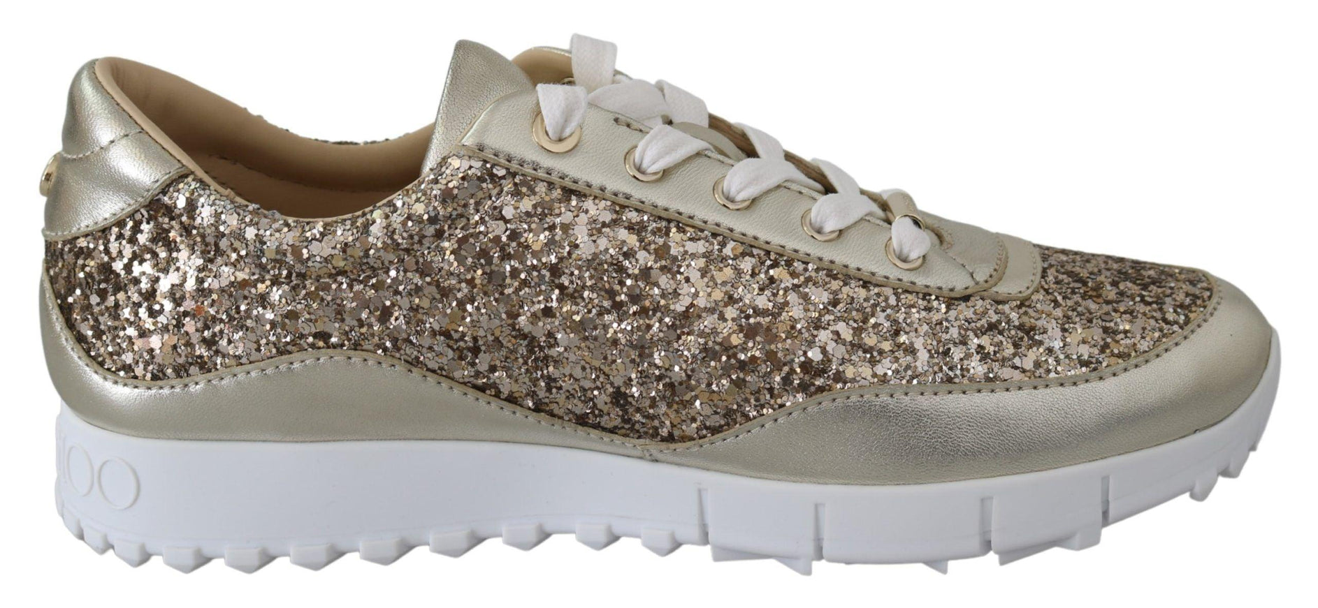 Jimmy Choo Gold Leather Antique Monza Sneakers - Ellie Belle