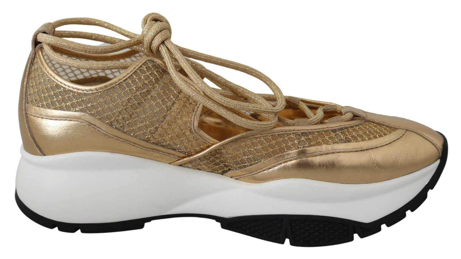 Jimmy Choo Gold Mesh Leather Michigan Sneakers - Ellie Belle