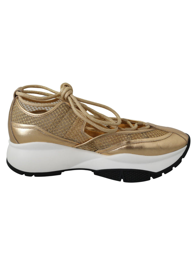 Jimmy Choo Gold Mesh Leather Michigan Sneakers - Ellie Belle