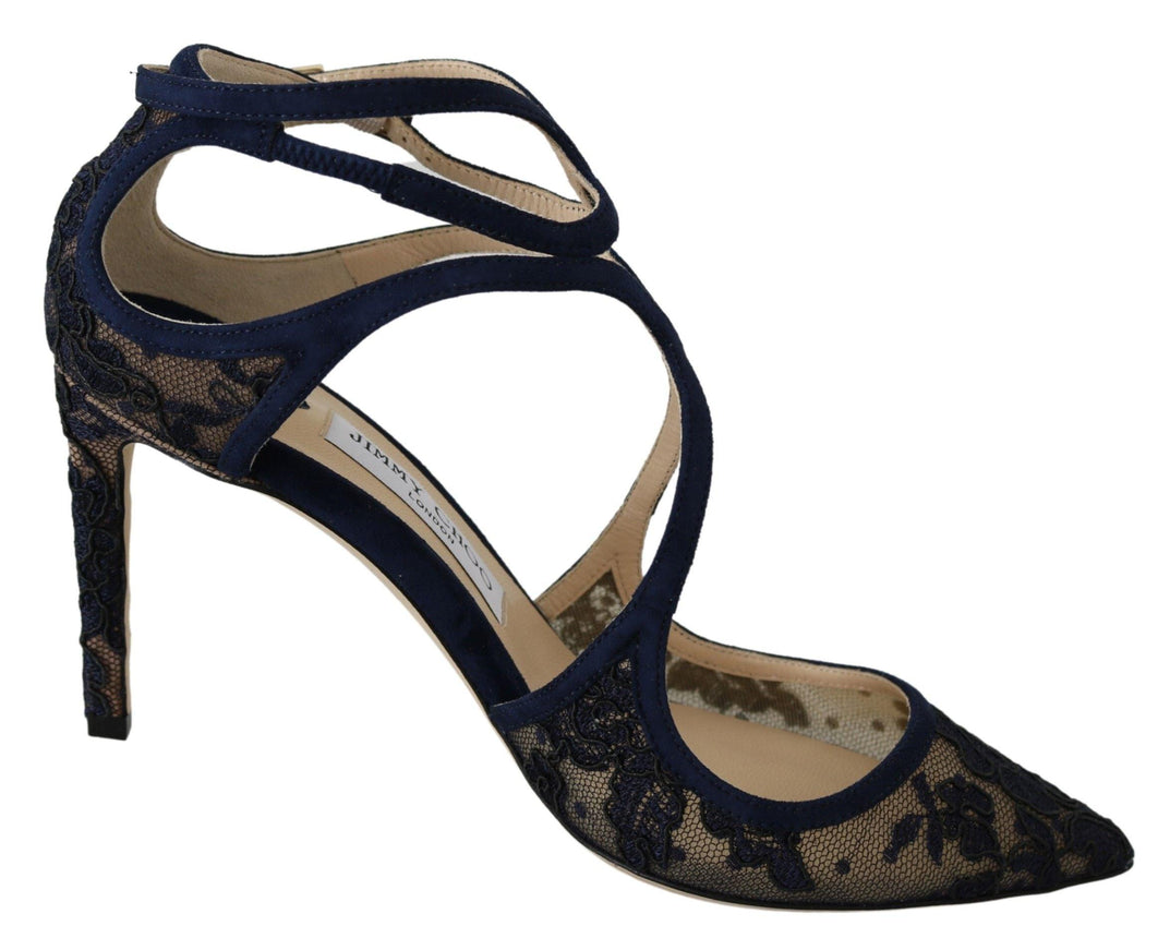 Jimmy Choo Navy Blue Lancer 85 Sandals Pumps - Ellie Belle