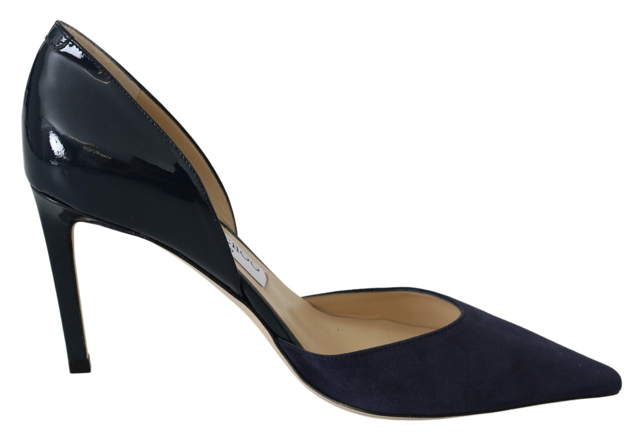 Jimmy Choo Navy Blue Leather Darylin 85 Pumps Shoes - Ellie Belle