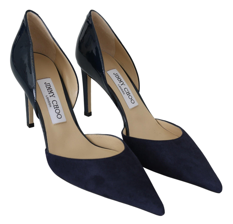 Jimmy Choo Navy Blue Leather Darylin 85 Pumps Shoes - Ellie Belle