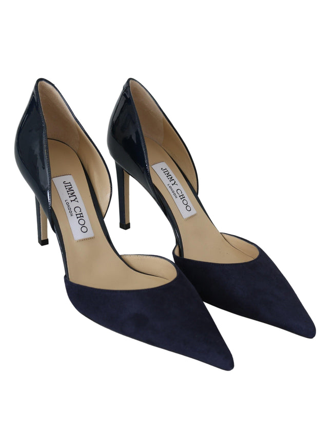 Jimmy Choo Navy Blue Leather Darylin 85 Pumps Shoes - Ellie Belle