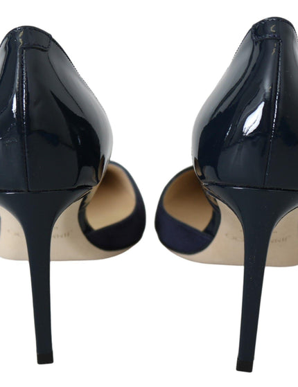 Jimmy Choo Navy Blue Leather Darylin 85 Pumps Shoes - Ellie Belle