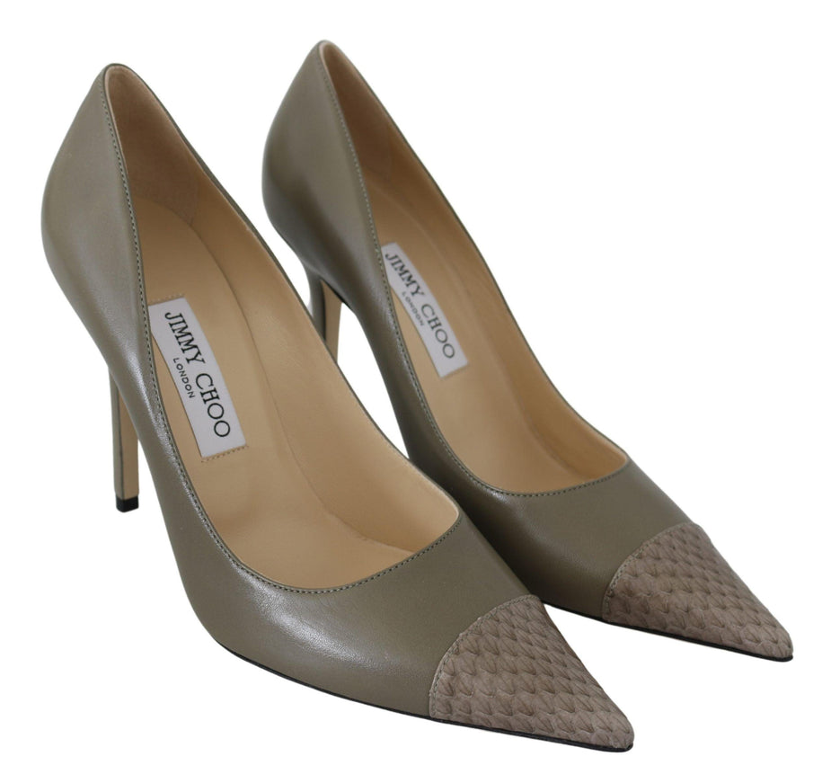 Jimmy Choo Pebble Green Leather Amika Pumps - Ellie Belle