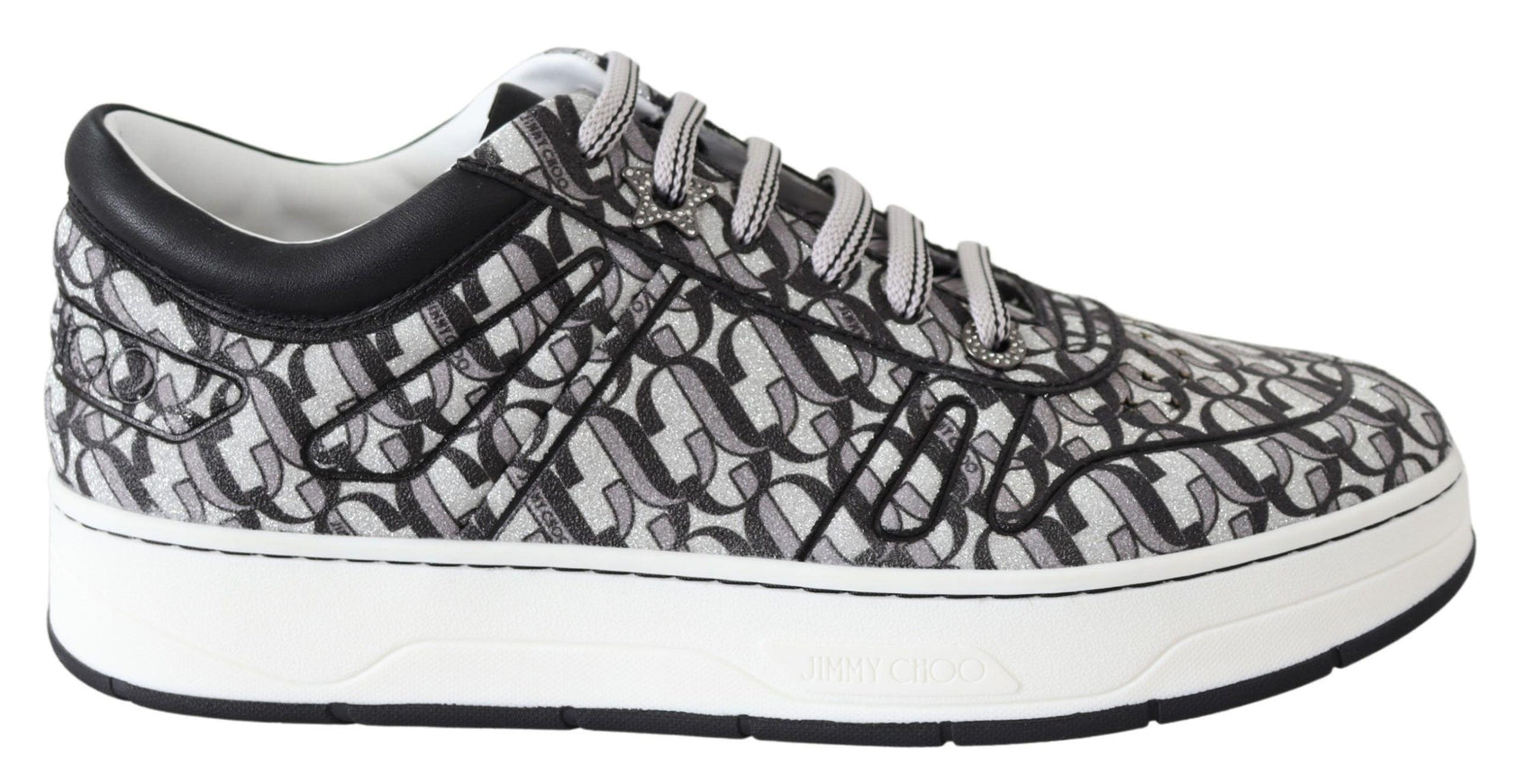 Jimmy Choo Silver Black Glitter Hawaii Sneakers - Ellie Belle