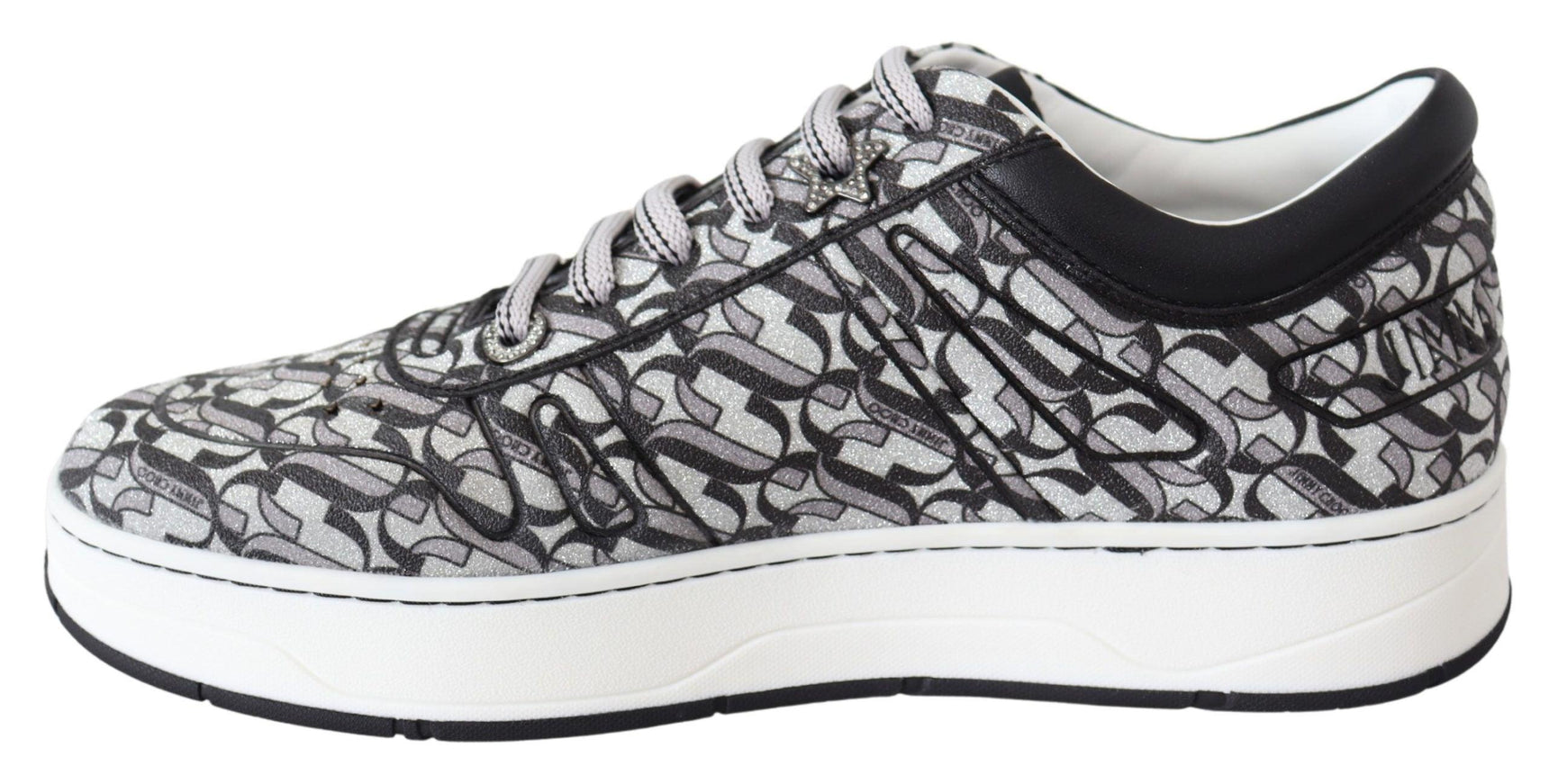 Jimmy Choo Silver Black Glitter Hawaii Sneakers - Ellie Belle