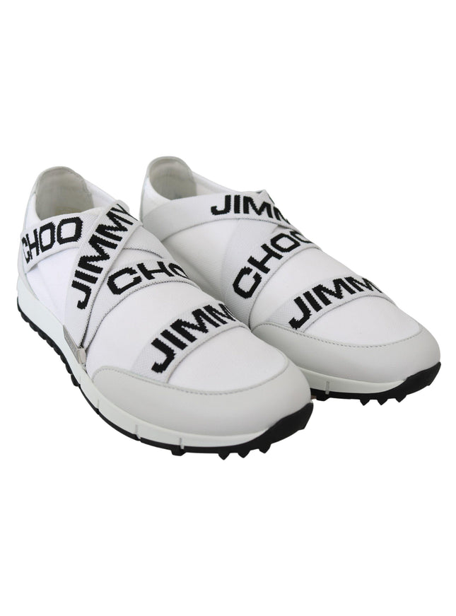 Jimmy Choo Toronto White/Black Nappa/Knit Sneakers - Ellie Belle